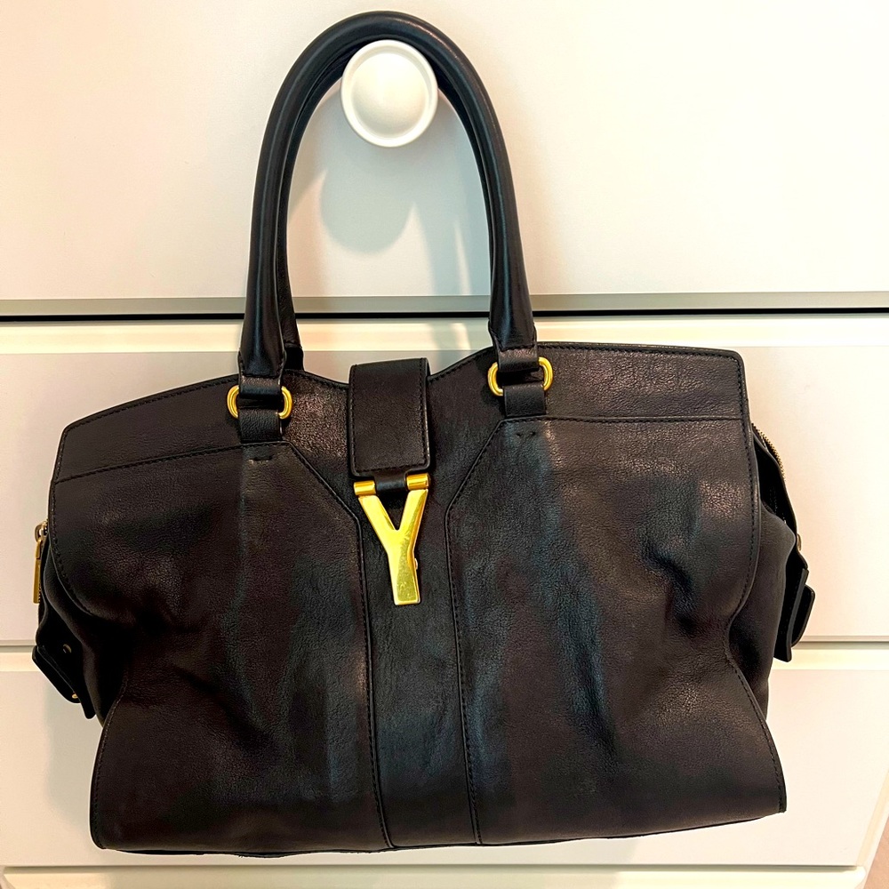 Black Leather vintage Yves Saint Laurent  “cabas chyc” medium